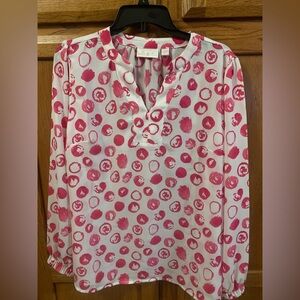 Belle by Kim Gravel Pink Circle Pattern Blouse